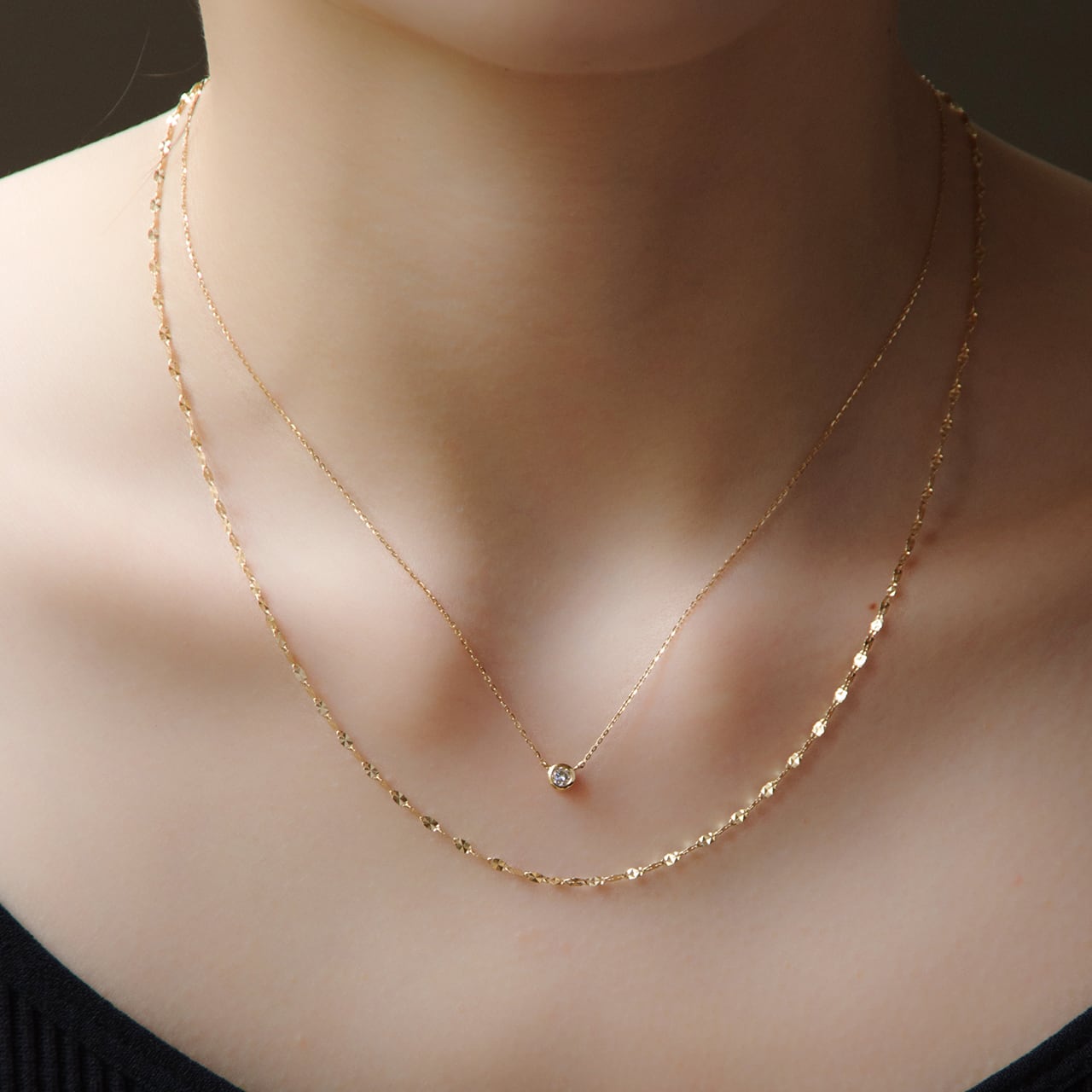 K18イエローゴールドミラーエクレアチェーンネックレス 【MKY0092N1