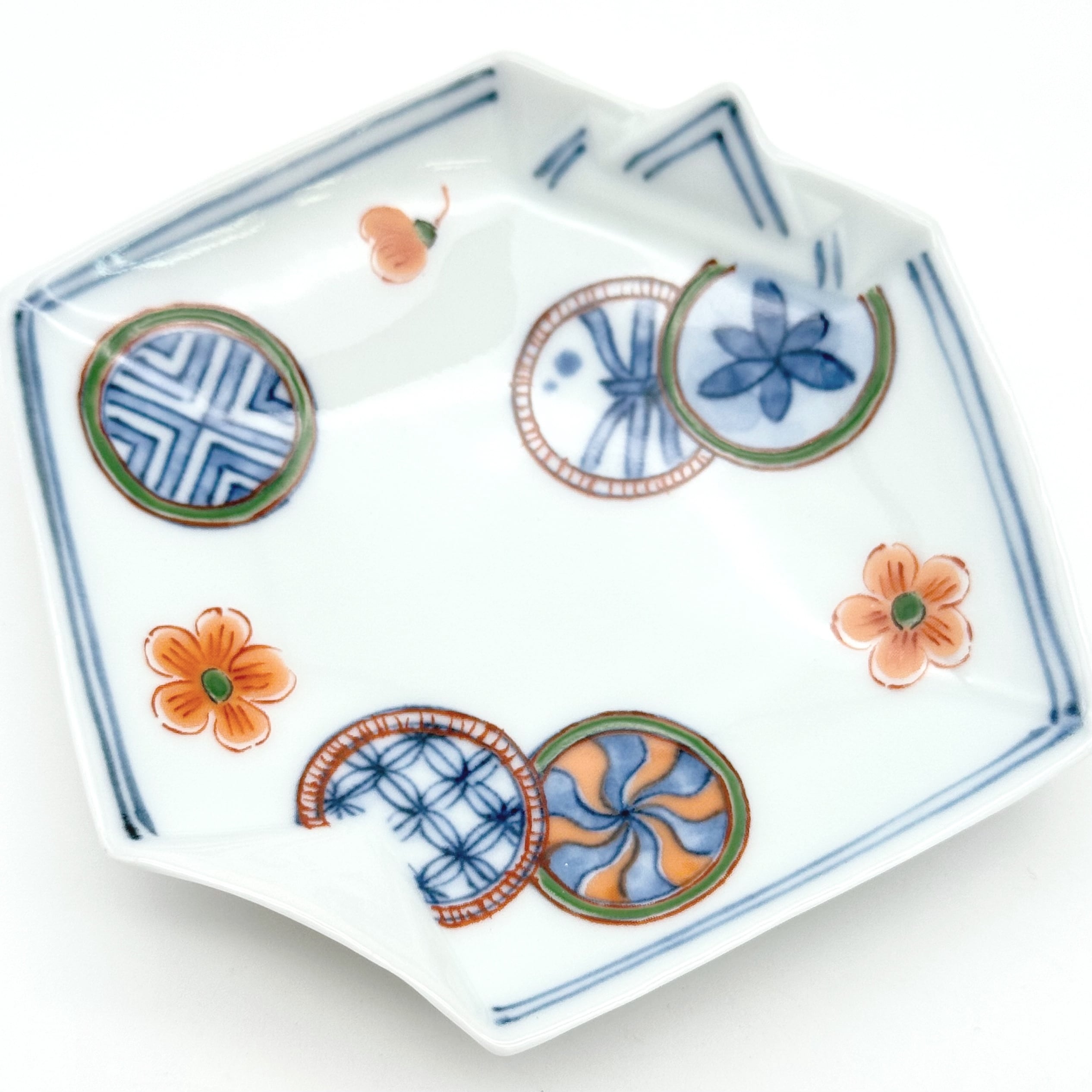 染錦丸紋 折紙型小皿 | 24to3［西富陶磁器オンラインストア 有田焼