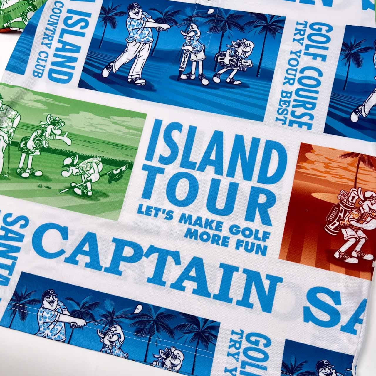 CAPTAIN SANTA キャプテンサンタ GOLF CLUB 総柄 ドライメッシュ BD 半袖 ポロシャツ サイズ L /マルチ/日本製