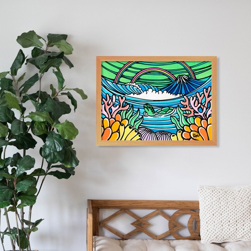 Wood Panel A3（Coral Honu）