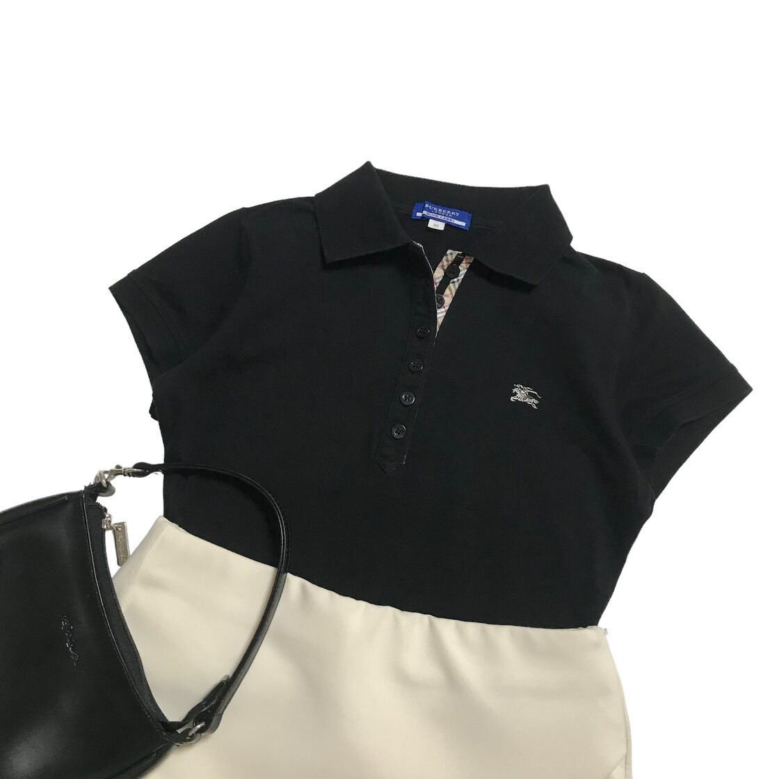 美品】 BURBERRY バーバリー TBロゴ ポロ ポンチョ ブラック BURBERRY 