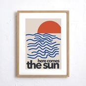 Here Comes The Sun｜夕日と波のミニマルアート 海 モダン 北欧デザイン  インテリアA4ポスター