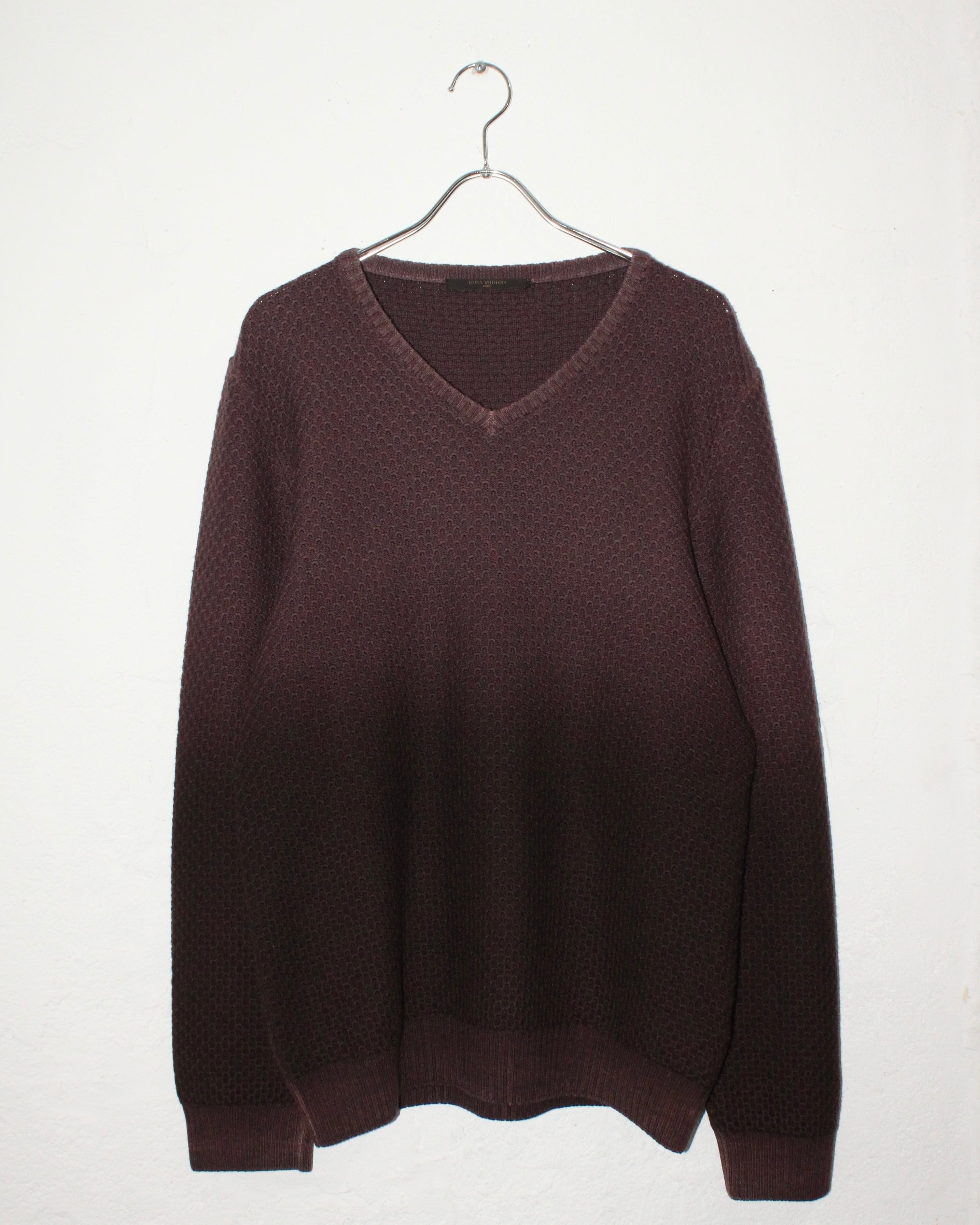 LOUIS VUITTON Gradation Design V-Neck Wool Knit ITALY製