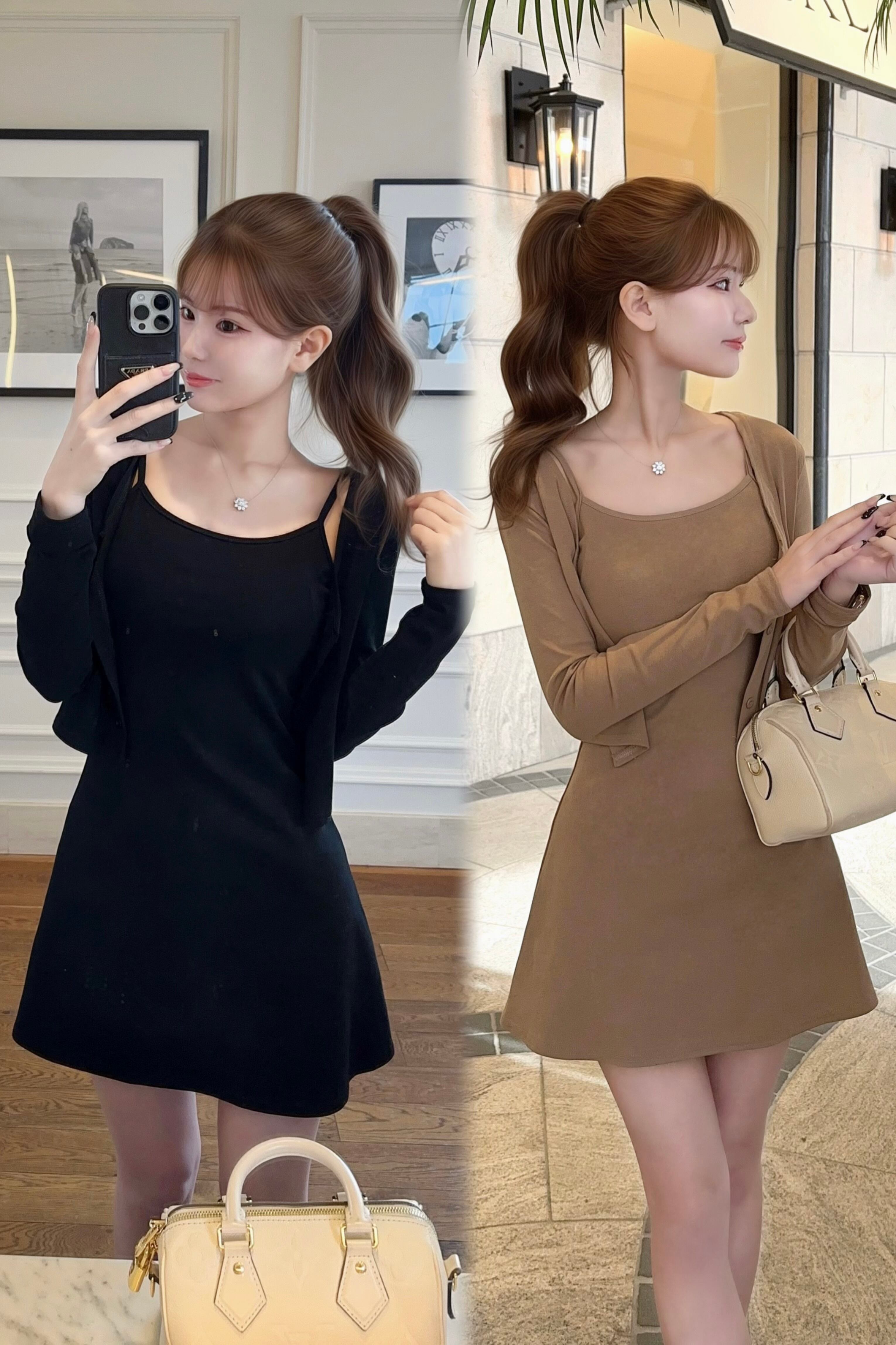 ホルターネックミニワンピース【LITE BEIGE】 | mialys