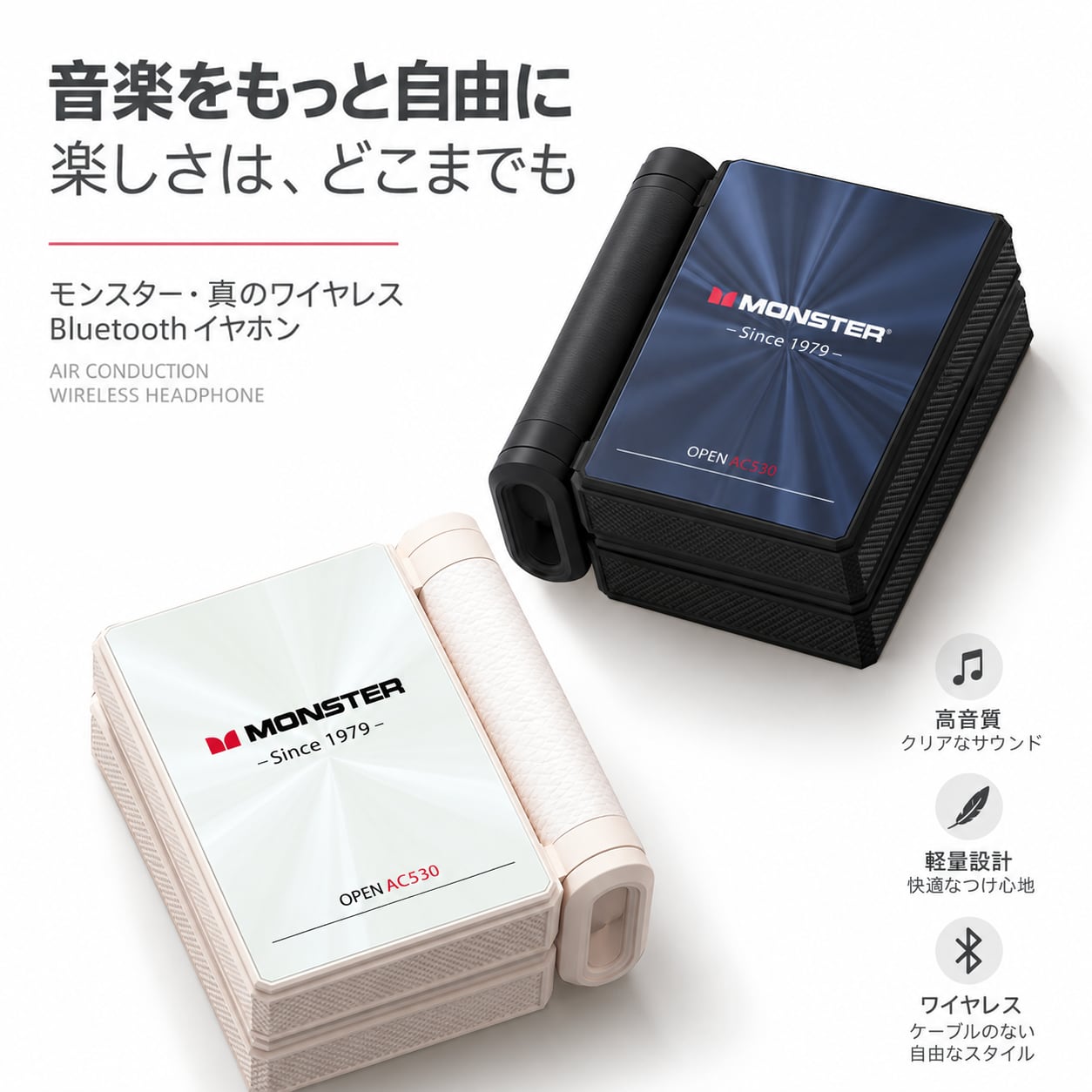 S76.オープンイヤー ワイヤレスイヤホン｜Bluetooth 6.0・IPX5防水・耳
