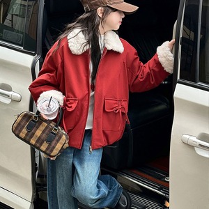 【送料無料】 子供服 女の子 アウター ファーカラー ジャケット 秋冬 韓国 防寒 保温 暖かい 小学生 おしゃれ カジュアル リボンポケット かわいい 大人可愛い 大人女子