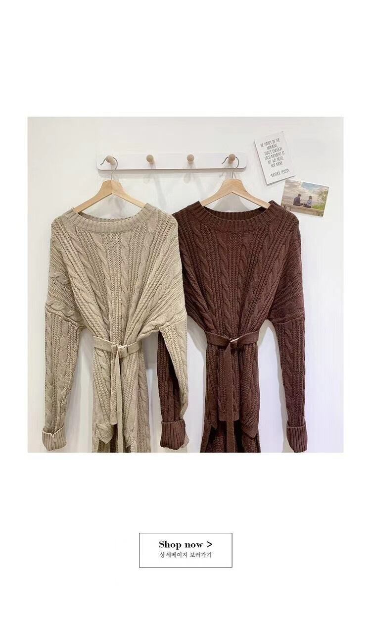 ウエストベルトケーブル編みニットAJ1079−8059