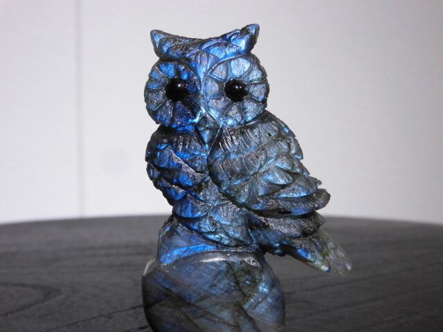 福を呼ぶ【送料無料】【高品質】ラブラドライトふくろう　no.1