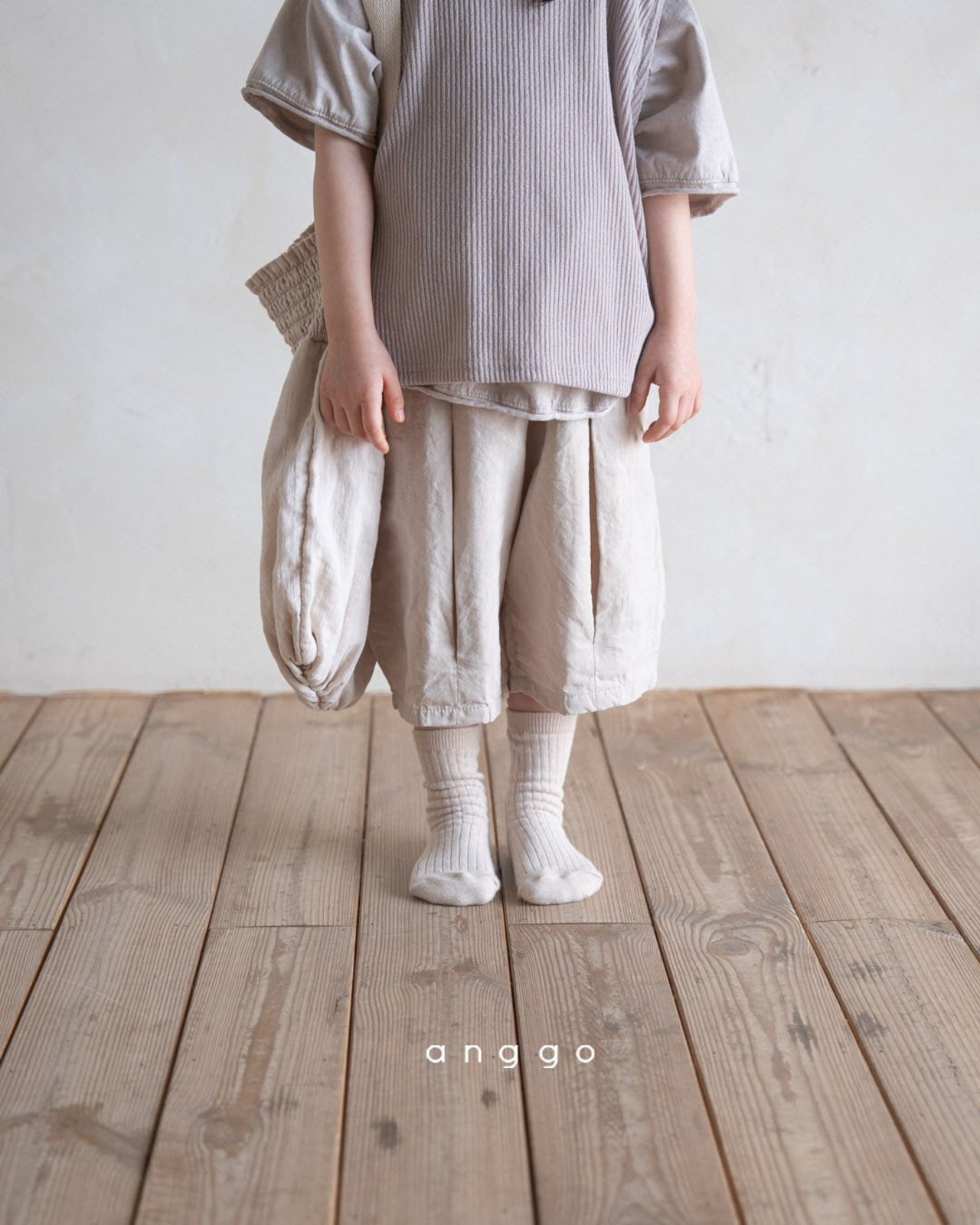 【anggo】タックミディアムパンツ ベージュ 80〜120cm  240712 - 19