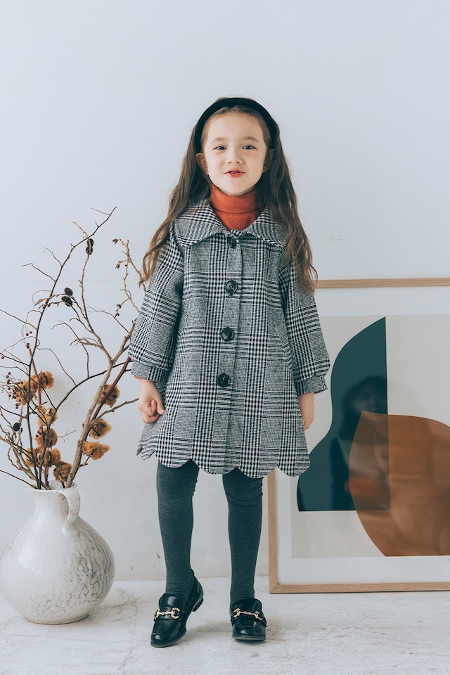 【90~110size】ヘムスカラップコート〈Black check〉