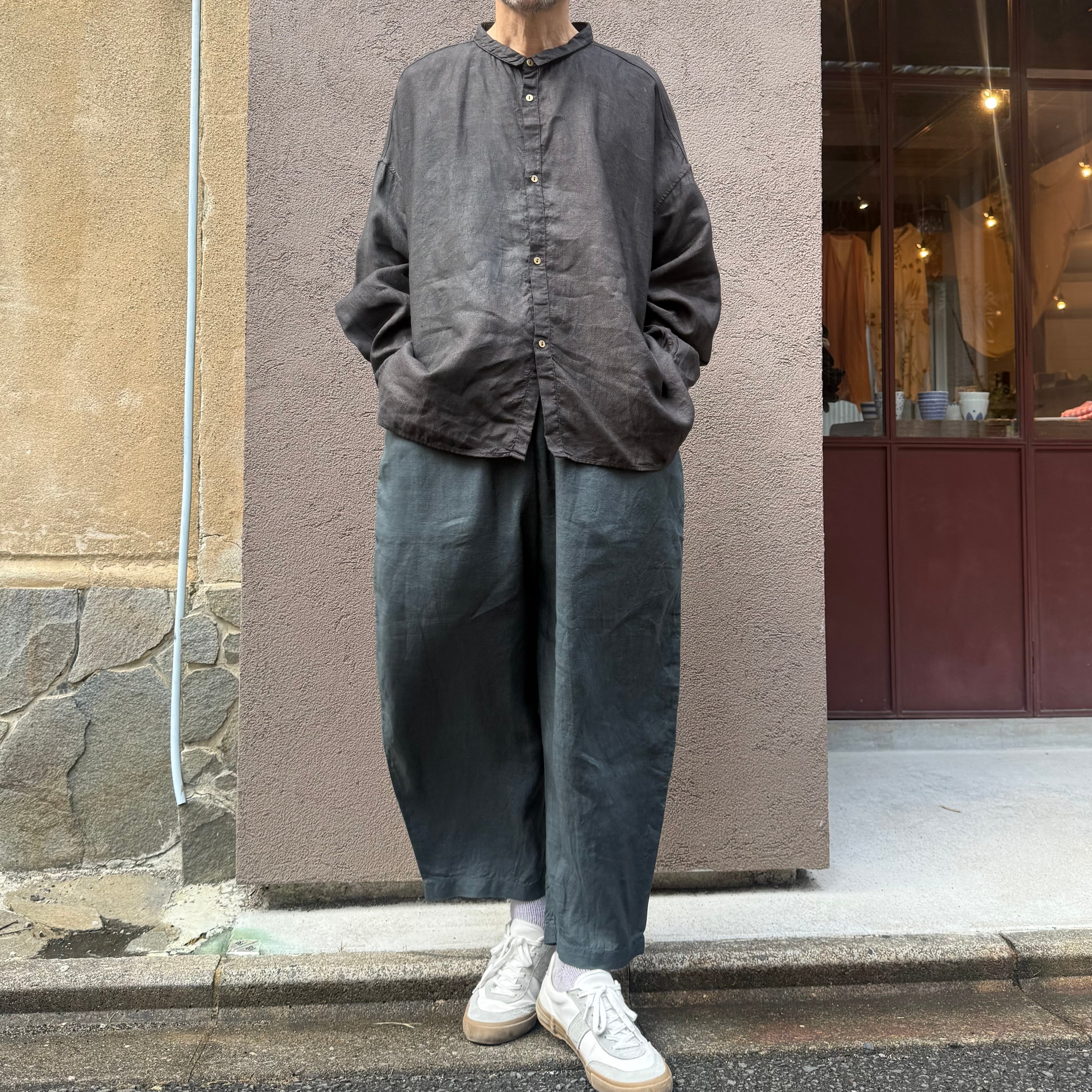 MITTAN SH-144DC 亜麻大麻ワイドシャツ(草木濃染) 柿渋×墨 size 3