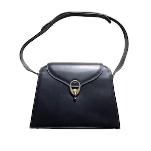 vintage CELINE black leather shoulder bag