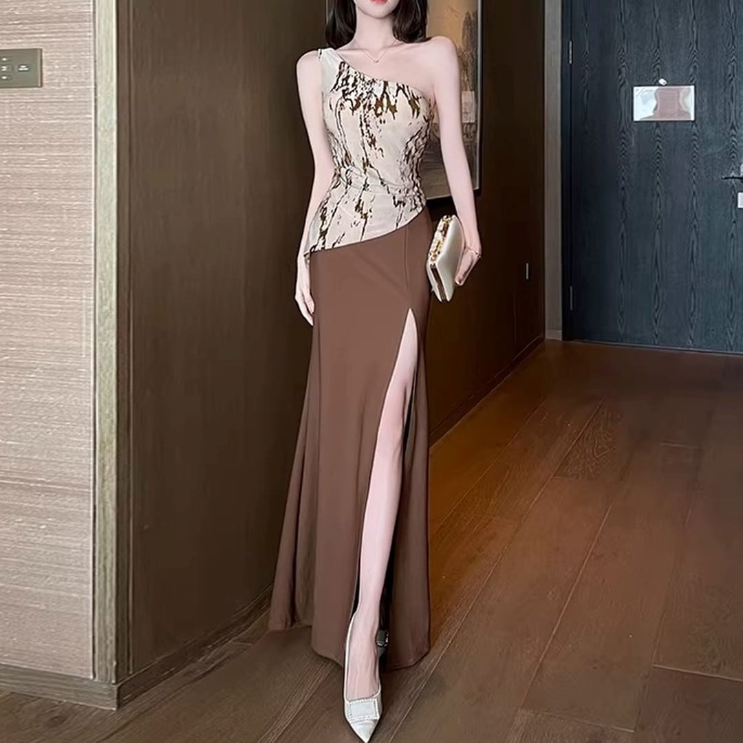 Asymmetrical Mermaid Midi Dress V3304