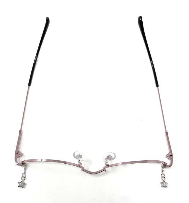 [TOKYO GOODS MARKET] 【ぴゅありぼん】 チャーム 付き レンズなし オーバル ハーフリム 伊達メガネ 下フレーム ファッションメガネ 萌えメガネ フリーサイズ (ピンク)