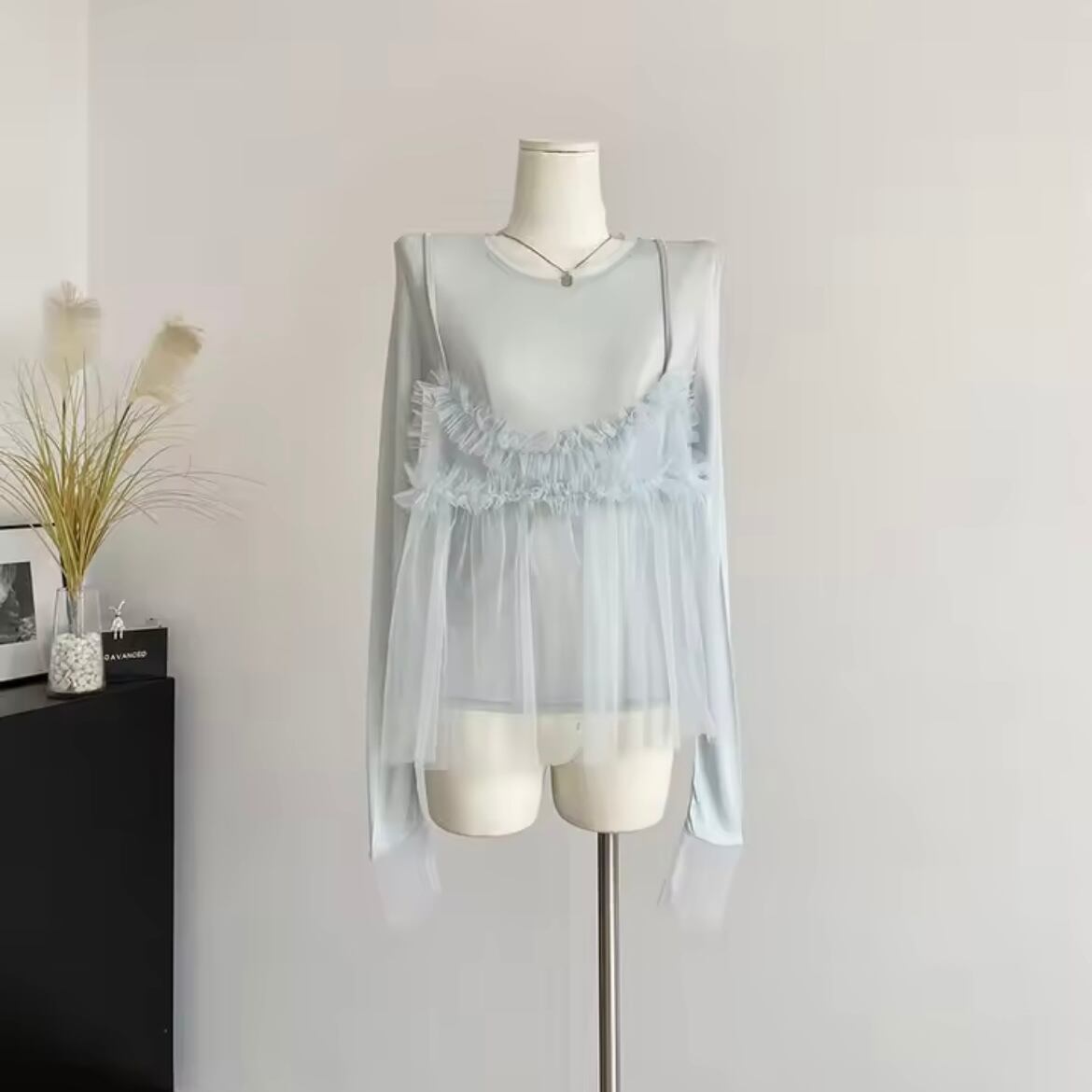 sheer bustier long t-shirt set