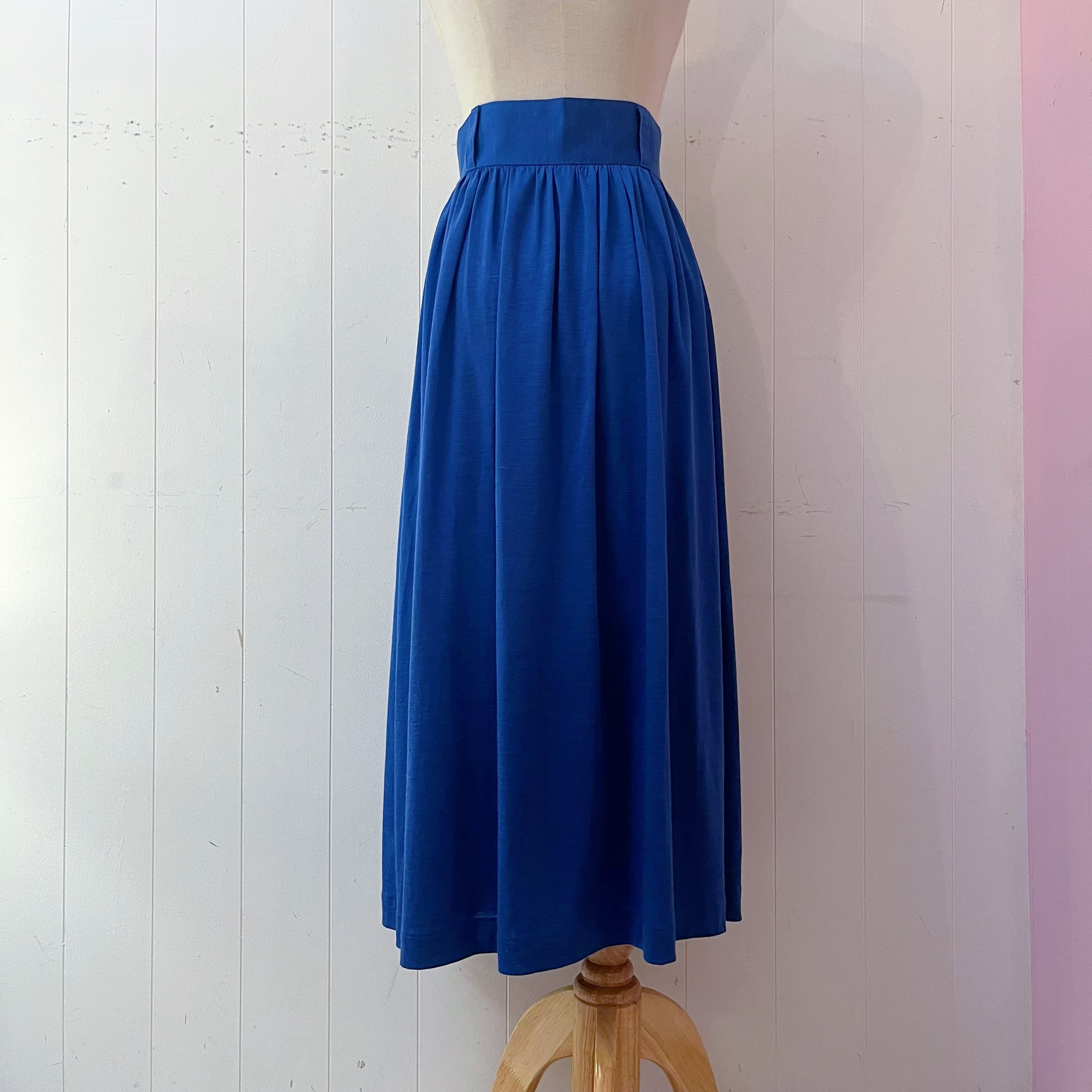 renoma / blue front button gather skirt