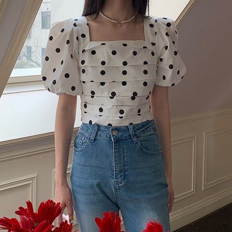 short pleated pullover white shirt