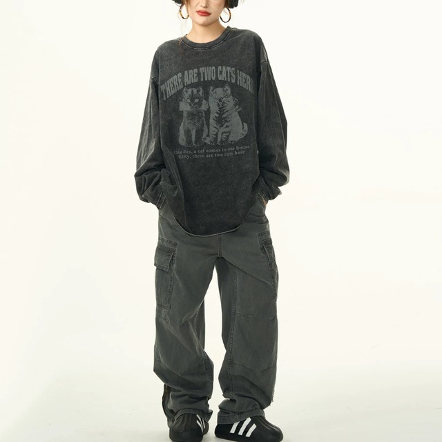 cat design long tee　キャットデザインロングティー　J2161
