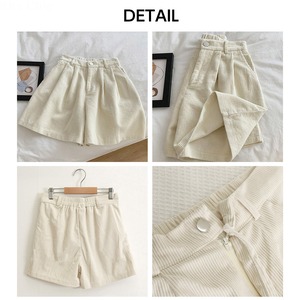 コーデュロイ ショートパンツ レディース 春秋冬 韓国 おしゃれ 大人 かわいい カジュアル ゆったり ハイウエスト Aライン 美脚 大人可愛い 大人女子 [LW-CCP021]
