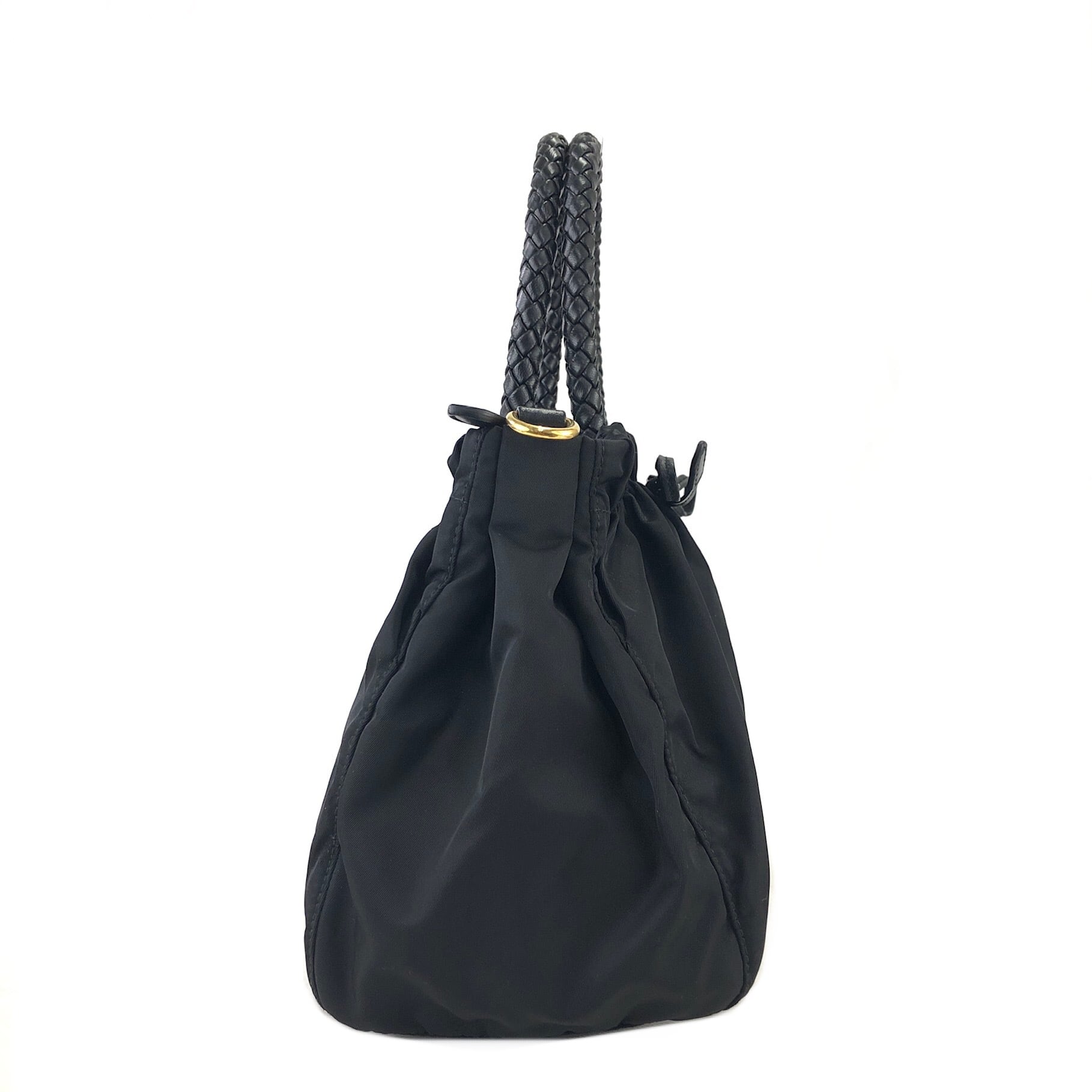 PRADA プラダ ロゴ ギャザー ショルダーバッグ 2way ハンドバッグ