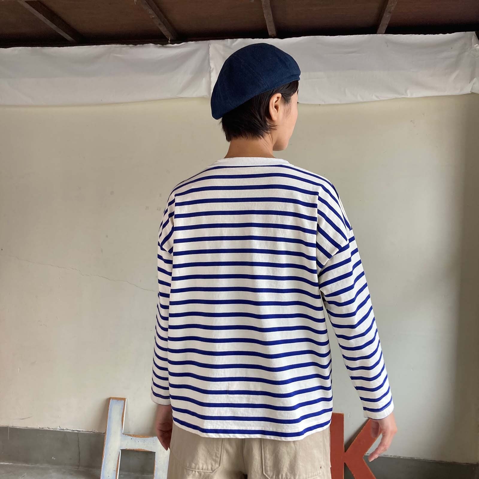 ワッペンペタペタ長袖Tシャツ HAYATEセーラーボーダーTシャツ 61C53