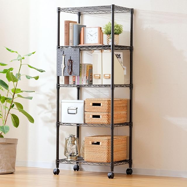 ZXDTVFGN 5段コーナーシェルフ、工業用はしご本棚、収納ラック、メタル