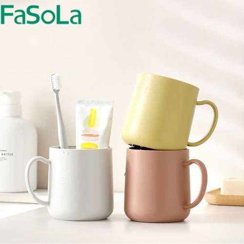 FaSoLa ペアうがいコップセット｜シンプルデザインのプラスチック製歯磨きコップ（家庭・洗面所・バスルーム用）