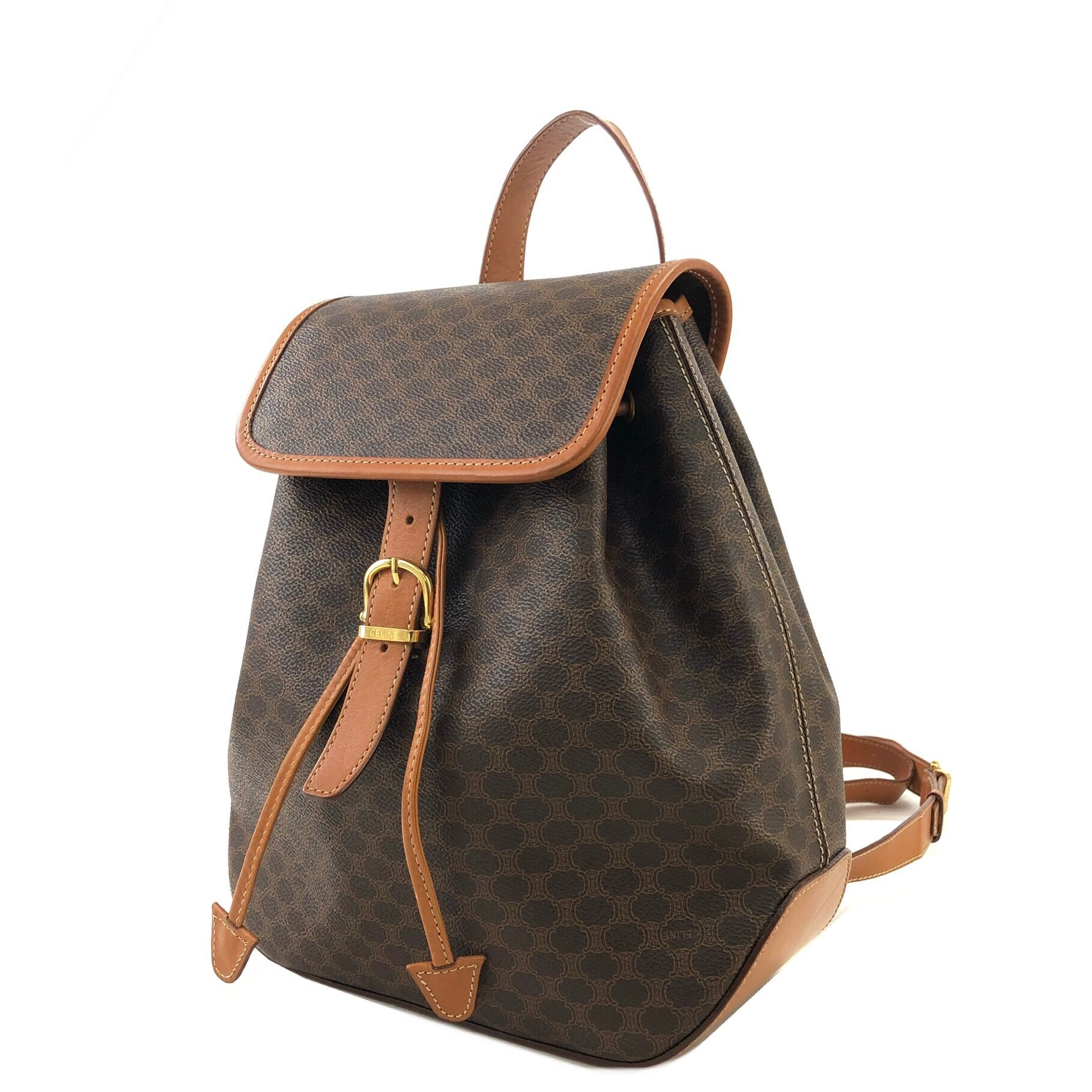 CELINE セリーヌ マカダム フロントベルト ロゴチャーム PVC レザー