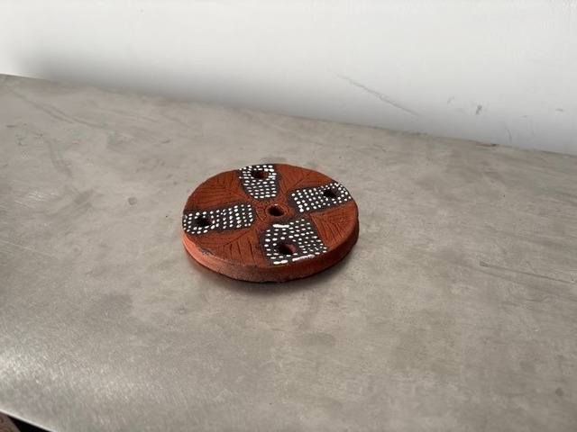 エチオピア　ムルシ族 リッププレート デヴィニャ｜陶製　ブラウン　アフリカ オブジェ | Ethiopia Mursi Lip plate