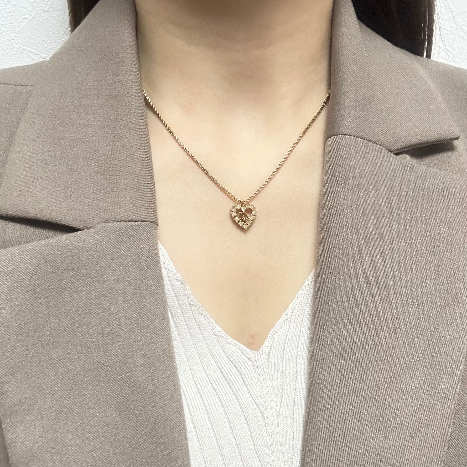 N6285】Christian Dior heart rhinestone necklace/クリスチャン N6285】Christian Dior heart rhinestone necklace/クリスチャン