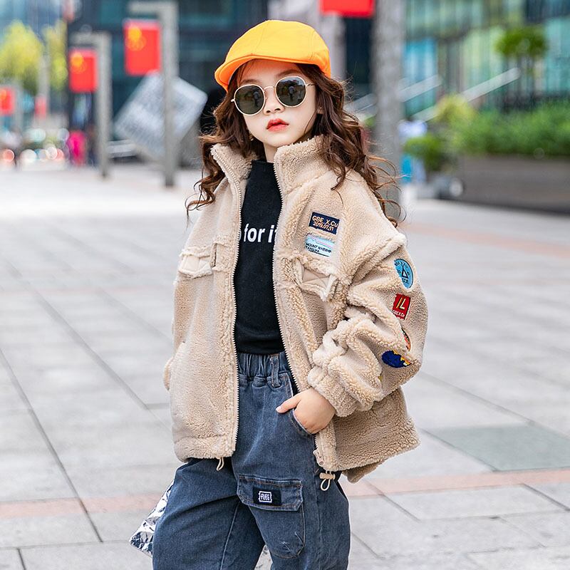 ガールズウエスタンスタイルのラムベルベットジャケット秋冬服2020新しい子供とベルベットの厚い毛皮 トレンディボーイ59330156270