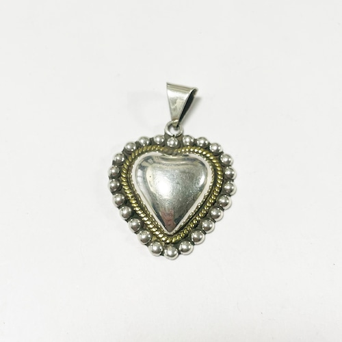 Vintage Super Big 925 Silver Heart Pendant Top Made In Mexico