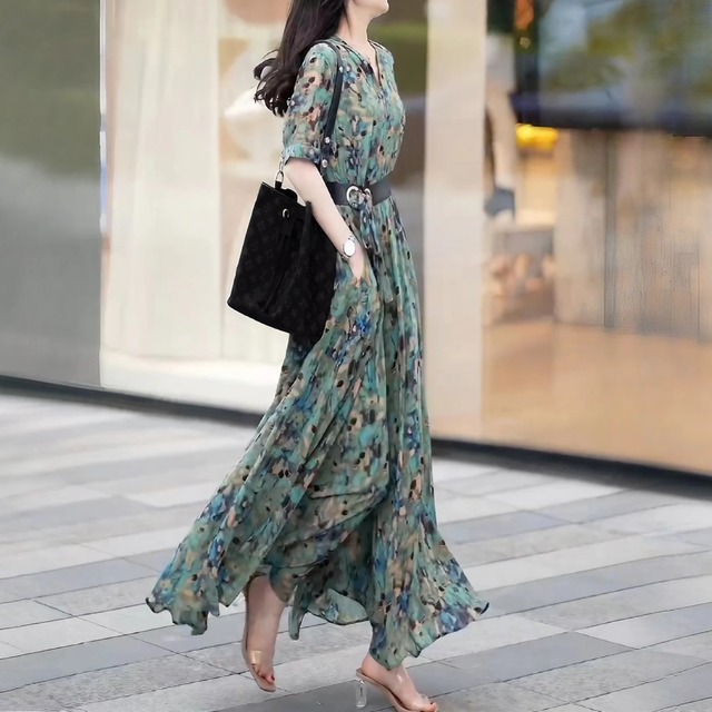 ハイエンド花柄ロングドレス　BM0402