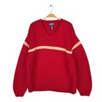 90s ランズエンド Vネック ウールセーター ハイゲージ DIMENSION BY MILFORD サイズL相当 古着 CH1113