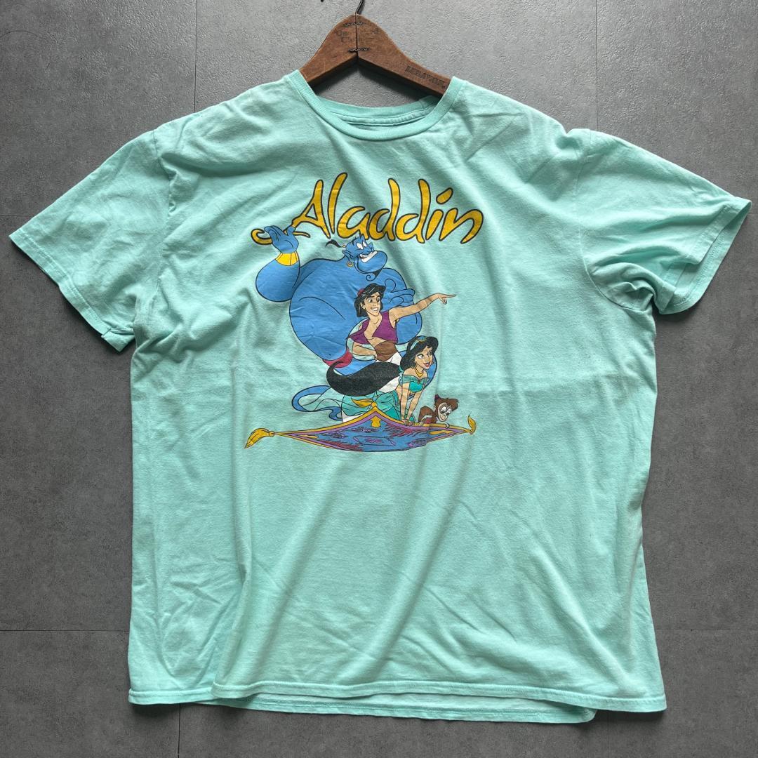 GF693 Tシャツ アニメ ディズニー アラジン ターコイズブルー XLサイズ 