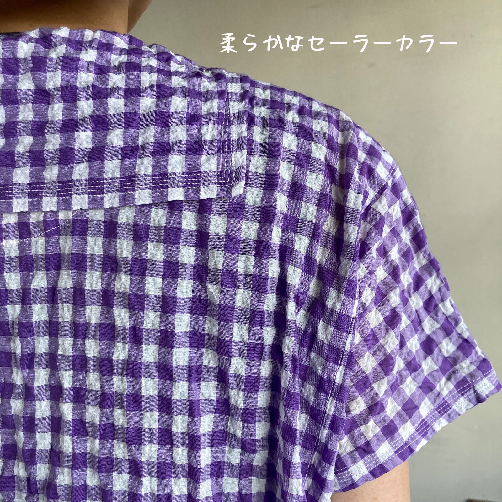 Wide脇切り替えワンピース ゆらぎギンガムチェック 62OP10 サイズ F