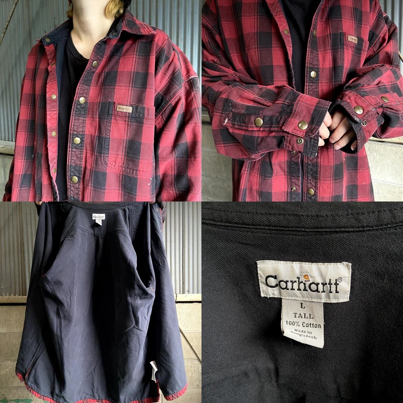 雰囲気系 カーハート ダック地 チェック柄 ワークシャツジャケット