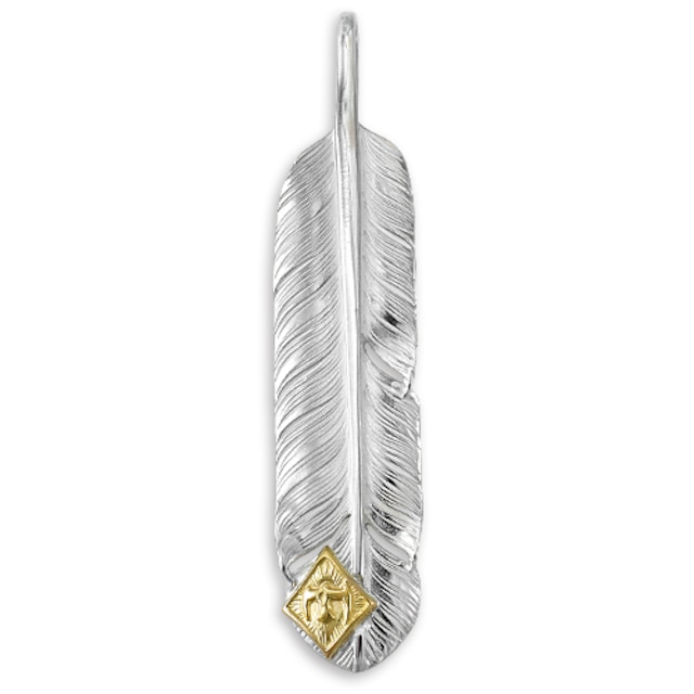 【鷲見太郎 Pendant ペンダント】Mフェザーペンダントw/K18イーグルメタル02【送料無料】