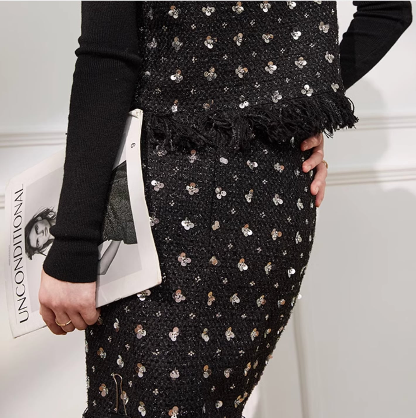 Tweed tassel set-up dress