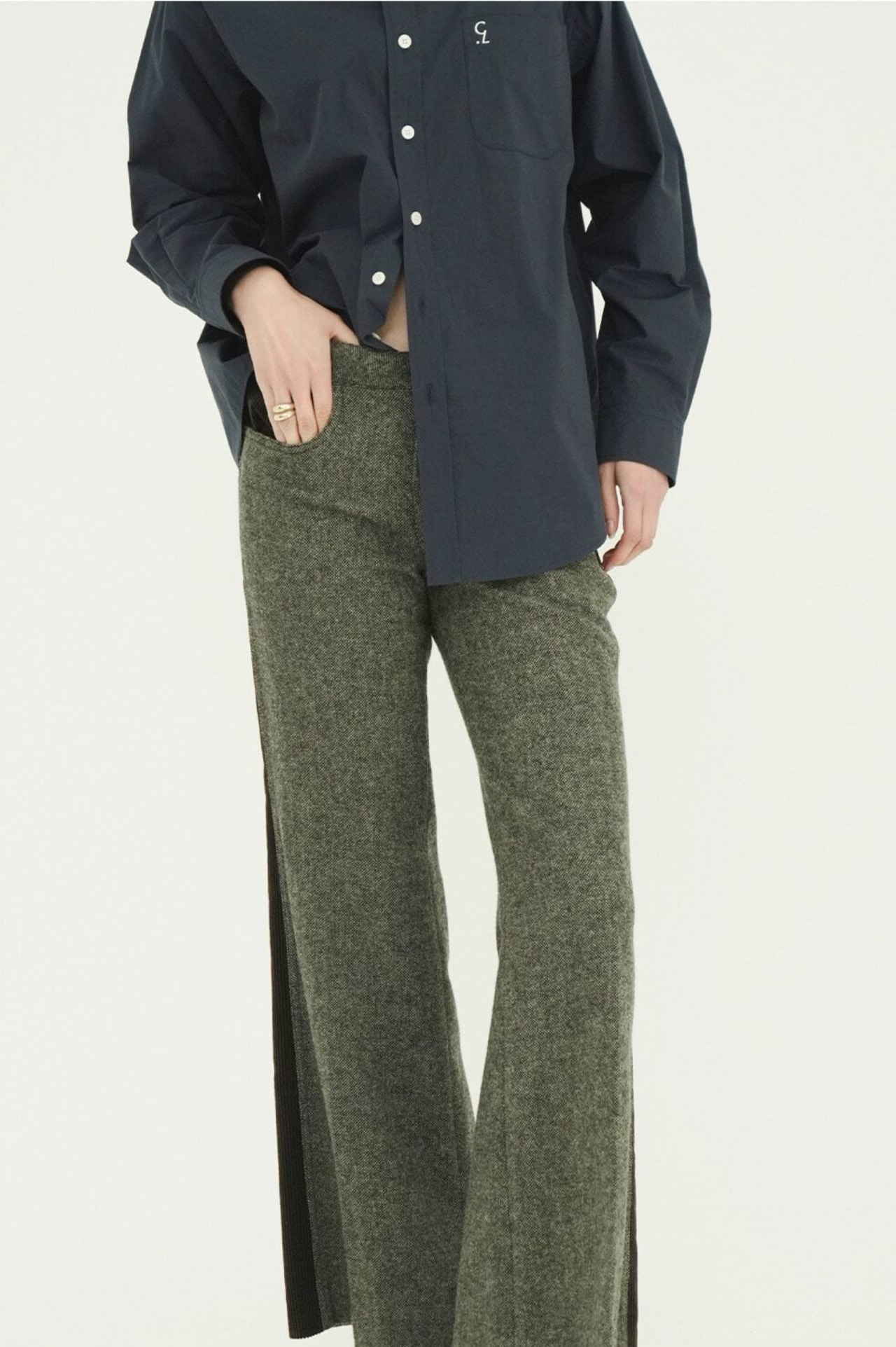 CLANE CORDUROY PANEL MELANGE PANTS