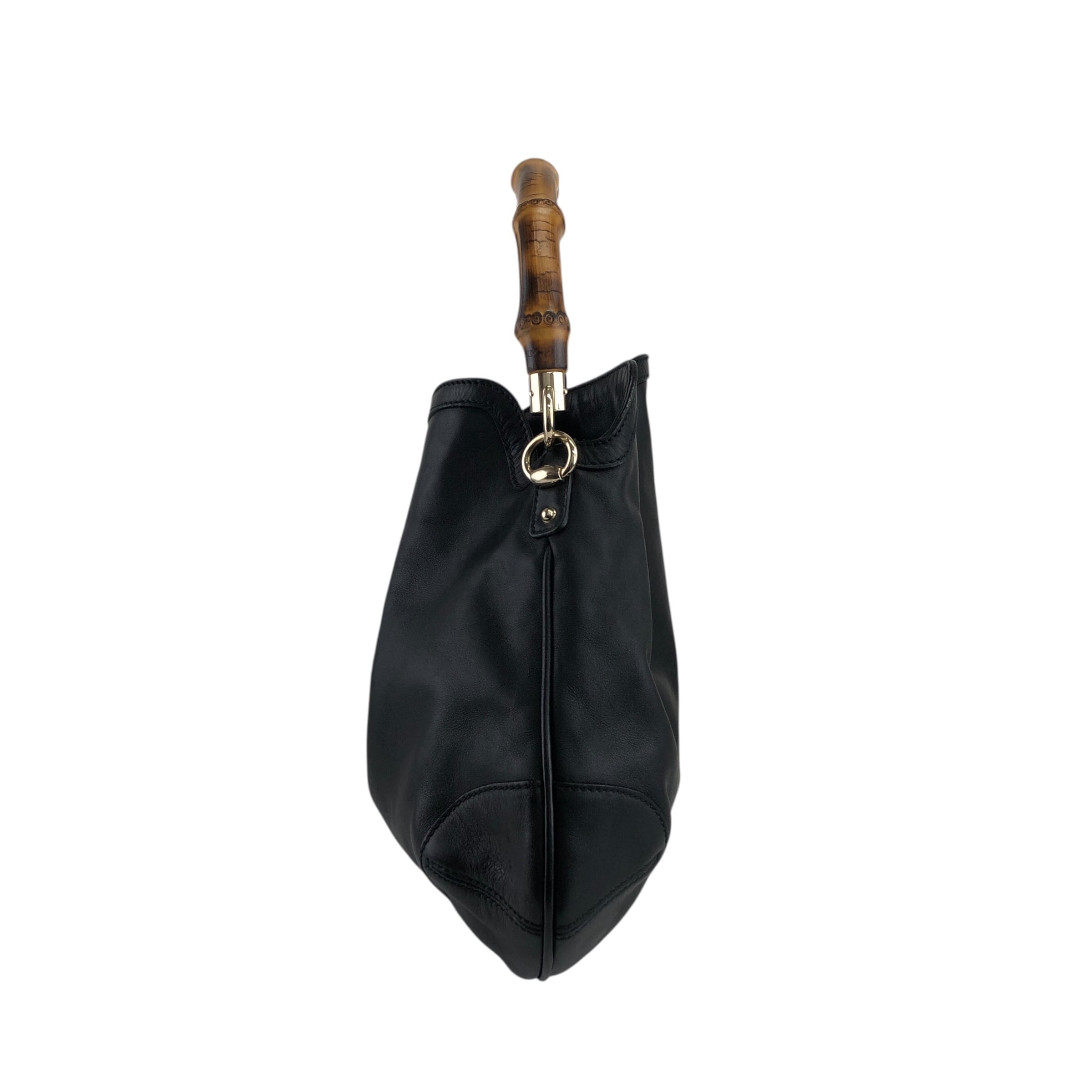 GUCCI グッチ ハンドバッグ ブラック バンブー レザー vintage