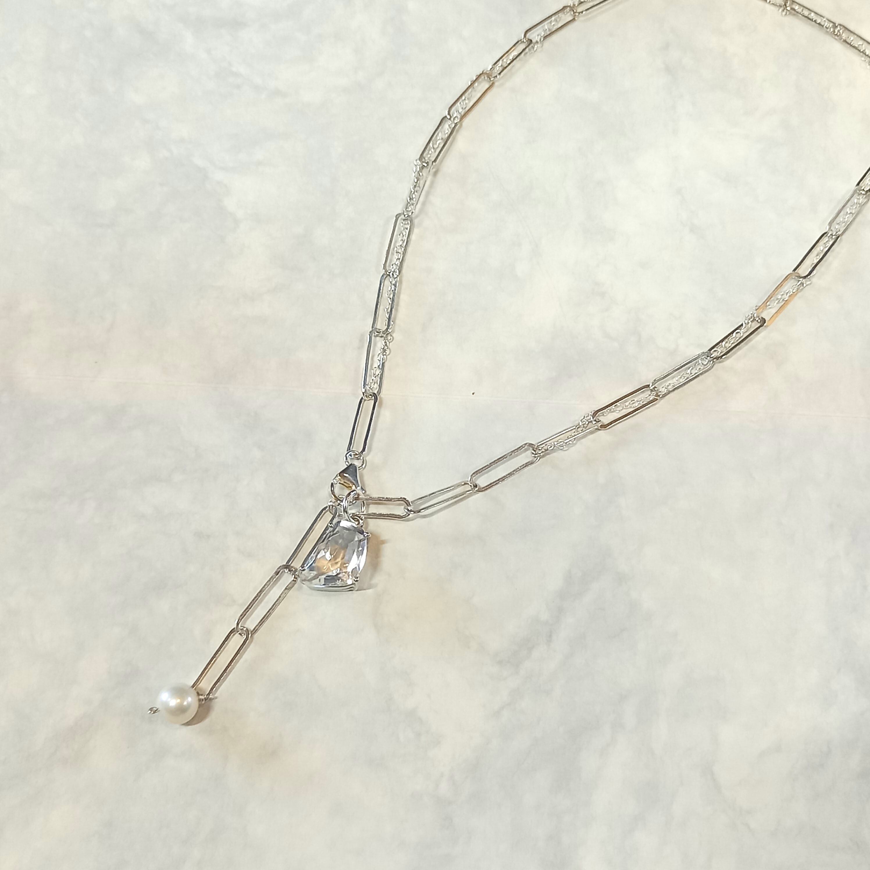 エンチャントシマーSV925ダブルチェーン＆クリスタルのネックレス