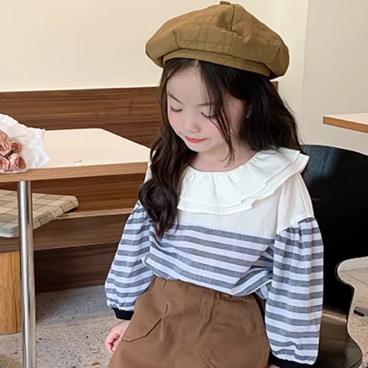 90㎝-150㎝】トップス ブラウス ボーダー 人気 トレンド 韓国版  