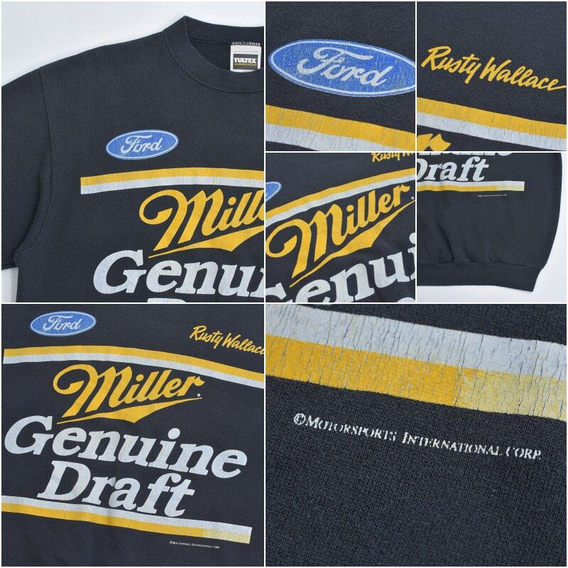 90s USA製 TULTEX タルテックス NASCAR ナスカー フォード ラスティーウォレス Miller ミラービール 企業物 スウェット トレーナー ヴィンテージ ビンテージ アメリカ古着 メンズLサイズ 90s USA製 TULTEX タルテックス NASCAR ナスカー フォード ラスティー