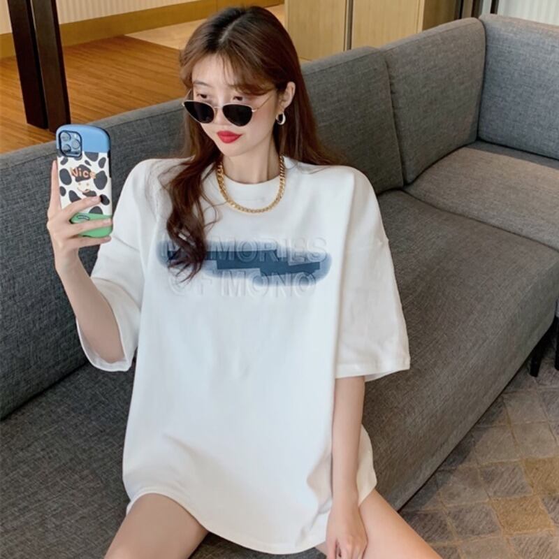 ホワイトTシャツ シャツ ルーズブラウス サマープリント 夏物 YY-ファッション48676700881