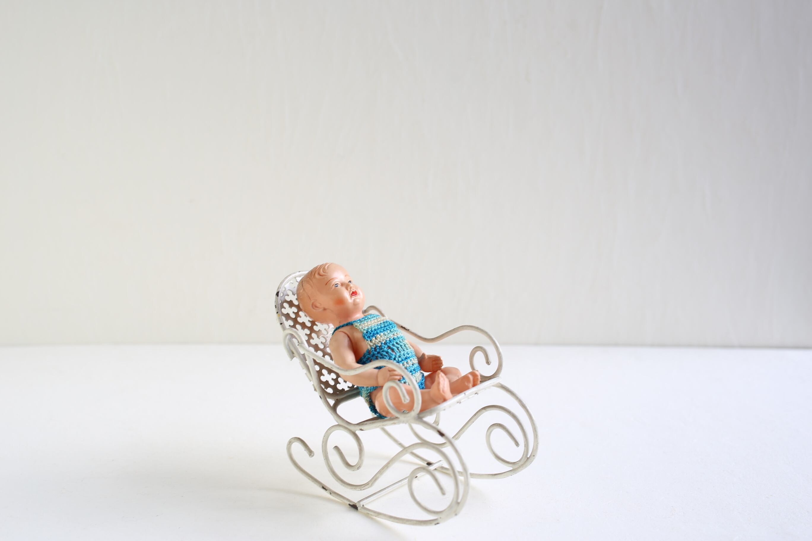 フランス アンティーク ヴィンテージ ドールチェア 人形用 スチール ロッキングチェア N-04805