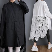 ヘムレース切替 ロングシャツ 00062