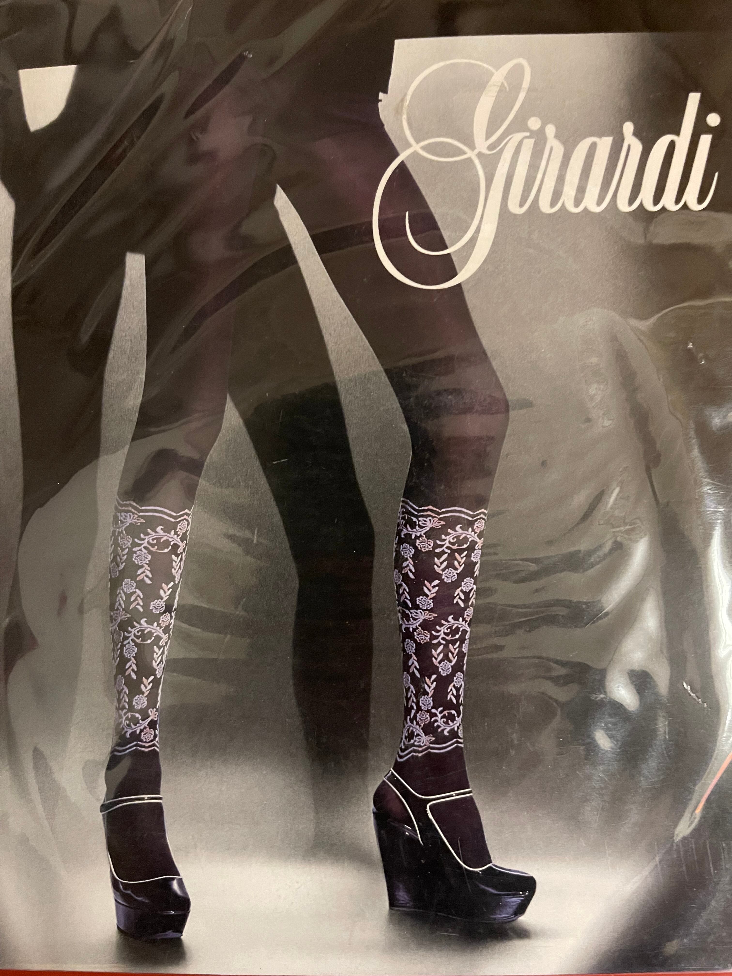 GIRARDI <ジラルディ> イタリア製50デニールデザインタイツ FLABOYANT ブラック&ダークブラウン