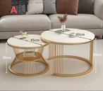 ネストテーブル セット 2個組 円形 コーヒーテーブル リビングテーブル 大理石調 金属フレーム モダン おしゃれ 重ねられる 省スペース インテリア 北欧風