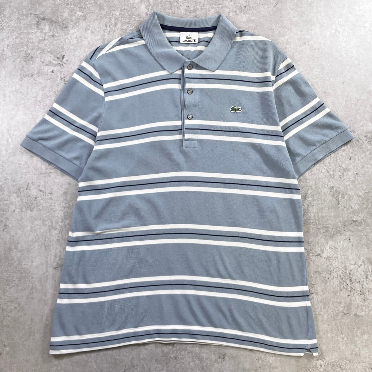 フランス製 LACOSTE ラコステ ボーダー 半袖ポロシャツ メンズM相当